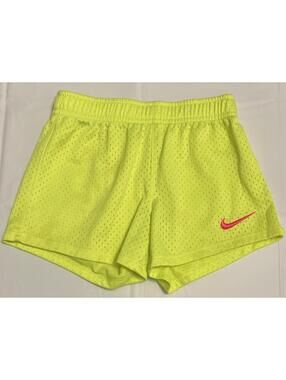 Nike Girls Size 6 Neon Yellow Elastic-Waist Athletic Mesh Pull-On Shorts! A447